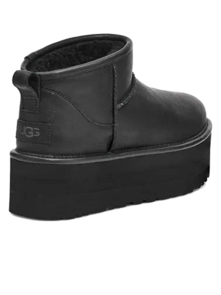 UGG Classic Ultra Mini Platform Leather Black — фото 3