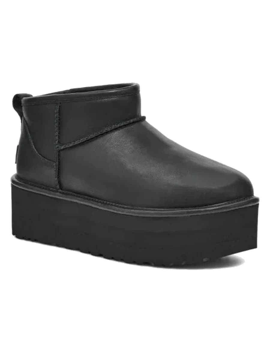 UGG Classic Ultra Mini Platform Leather Black — фото 2