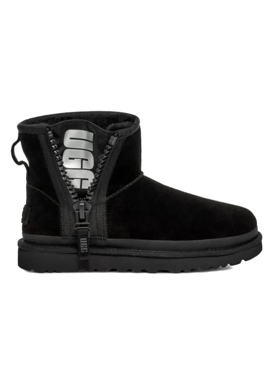 UGG Classic Mini Zipper Tape Logo Boot Black